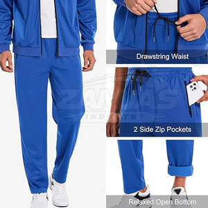 Survêtements de course à fermeture éclair intégrale en polyester, couleur unie personnalisée, marque privée, pour hommes, avec col montant - Product Image 6