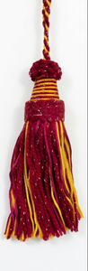 Red and Gold <b>Tassel</b> Decorative Fringe <b>for</b> Green Velvet Furniture - Product Image 4