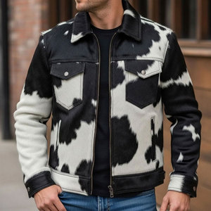 Best Quality Men's Cow Hide Genuine Leather <b>Jacket</b> with Stand <b>Collar</b> and Front Logo for Winter use - Product Image 1