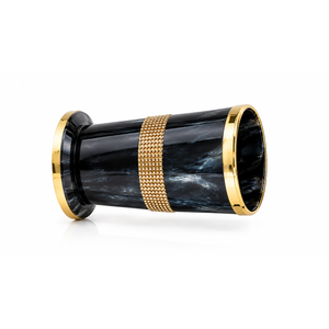 Vaso de Cristal con Efecto Cuerno Negro, Ecológico, de Cuerno de Búfalo, con Banda de Cuentas Doradas, Hecho a Mano, Forma Natural, Diseño Rústico - Product Image 3