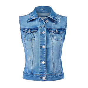 Custom <b>Womens</b> <b>Denim</b> <b>Waistcoat</b> Tailored Silhouette Wholesale Supplier <b>for</b> Fashion Retailers Private Label - Product Image 3