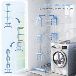 Tendedero Plegable de 4 Niveles con Alas Laterales Giratorias, Práctico Producto para el Hogar - Product Image 3