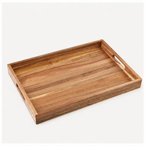 Wholesale Eco-Friendly Rectangular Wood Serving <b>Tray</b> With Cutout Handles Handcrafted Decorative Wooden Platter For <b>Breakfast</b> - Product Image 3