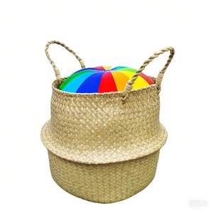 Foldable round seagrass <b>basket</b> Handmade <b>Storage</b> <b>Basket</b> Wholesale eco-friendly Made in Vietnam - Product Image 1