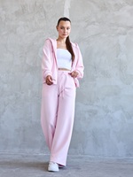 Ensemble 2 pièces pour femme : Sweat à capuche court zippé et pantalon de survêtement large en molleton uni, extensible, respirant, écologique, style streetwear d'été