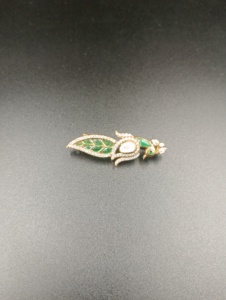 Silver <b>Gold</b> Plated Eagle Design Brooch Moissanite Polki Stones Green Doublet Enamel-Unisex Fashion Jewelry for - Product Image 3