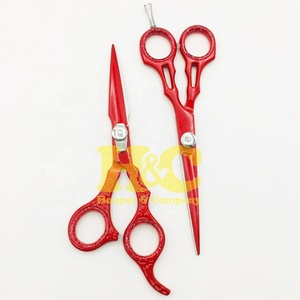 Nouvel arrivage : Ciseaux de barbier rouges en acier inoxydable pour droitiers, kit d'outils, pointe droite, tranchants, durables - Product Image 2
