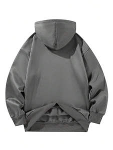 Sudadera con Capucha Personalizada Unisex con Logotipo Bordado, Estilo Urbano, Informal, Tejida, Lisa, Teñida, Talla Grande para Hombre - Product Image 5