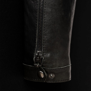 Wholesale Men's Winter <b>Jackets</b> Genuine <b>Sheepskin</b> Leather Slim Fit Motorcycle Perforated Design Stand Breathable Windproof Made - Product Image 3