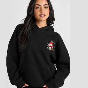 Personalized <b>Christmas</b> Hoodie 100% Polyester Casual Style Custom Sublimation Printed Holiday Pullover Snowman Graphic <b>For</b> <b>Women</b> - Product Image 2