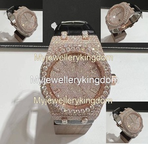 Nuevo Reloj de Moissanita Auténtica New Luck, con Movimiento Automático, Chapado en Oro Rosa, Dos Tonos, Estilo Hip Hop, con Diamantes Incrustados - Product Image 3