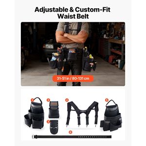 Cintura Porta Attrezzi a 19 Tasche con Bretelle Staccabili, Borsa da Lavoro Regolabile Resistente, Bretelle da Uomo - Product Image 3