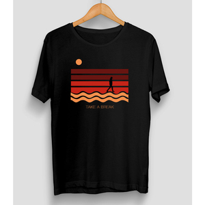 Camiseta Negra de Manga Corta con Cuello Redondo para Hombre, Diseño Estampado de Sunset Walk, Corte Regular, Informal, de Algodón Jersey, con Logotipo Frontal - Product Image 1