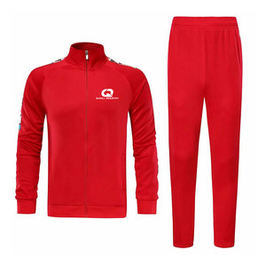 Survêtement de football d'hiver décontracté uni avec veste d'entraînement respirante à fermeture éclair et pantalon assorti à poignets élastiques pour la pratique du football - Product Image 1