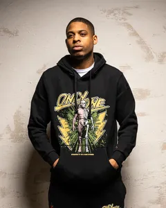 Ensemble de survêtement délavé à l'acide avec sweat à capuche court brodé et appliqué effet vieilli personnalisé et pantalon de survêtement évasé à effet empilé - Product Image 5