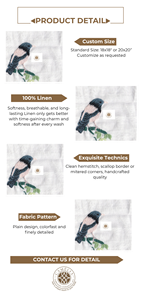 Serviette en lin avec motif hirondelle, broderie légère qui apporte un charme jeune et vivant. - Product Image 2