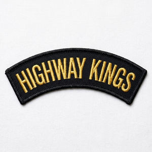 Parche bordado a máquina termoadhesivo de tela curvada, estilo 'Highway Kings Biker Rocker', personalizado, al por mayor, para ropa, chaquetas, chalecos y sudaderas con capucha - Product Image 1