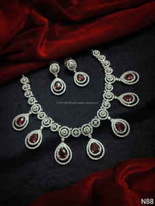 Classic American Diamond Bridal Jewelry <b>Set</b> Two-Piece <b>Necklace</b> <b>and</b> <b>Earrings</b> for Wedding Fashionable Classic Style - Product Image 2