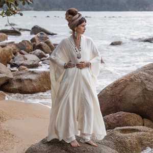 Kimono long en rayonne tie-dye à col en V et volants, style bohème, grande taille pour femme, 1 pièce, séchage rapide et respirant, idéal pour la plage et les centres de villégiature - Product Image 1