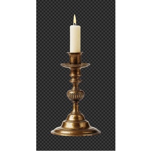 Neoclassical Turned <b>Brass</b> Baluster <b>Candlestick</b> Antique Burnished Gold Taper <b>Holder</b> with Fluted Urn Knop - Product Image 1
