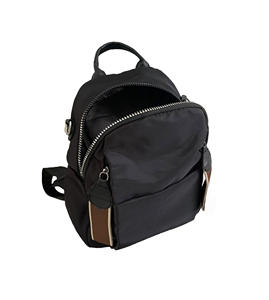 Chic Black Mini <b>Backpack</b> for Women <b>Lightweight</b> Nylon Travel Rucksack with Leather Accents student <b>backpack</b> school bag - Product Image 5