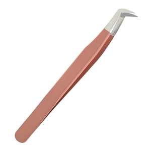 Pince à épiler professionnelle en acier inoxydable pour extensions de cils, pince à cils en forme de L pour extensions de cils classiques et volumineuses, logo personnalisé OEM - Product Image 2