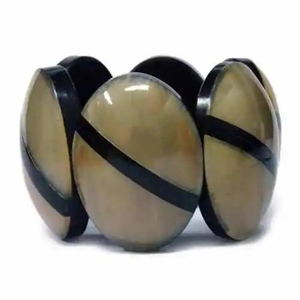 Ensemble de bracelets en corne de buffle véritable, écologiques, bijoux en corne naturelle faits à la main pour femmes, cadeau d'affaires avec pierre d'agate - Product Image 1