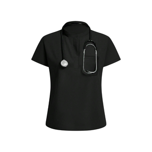 Women's Woven Eco-Friendly Medical <b>Scrub</b> Set Short Sleeve Top Straight Leg Pants Healthcare Uniform Beauty <b>Salon</b> Use Customized - Product Image 3