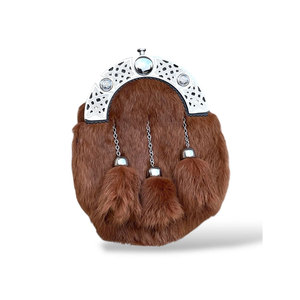 HOT SELL Scottish Brown Fur Sporran 3 Tassels Highland Outfit Sporran With <b>Chain</b> <b>Belt</b> Traditional Accessory - Product Image 6