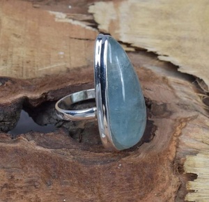 925 Sterling Silver Pear Cut <b>Blue</b> Gemstone Punk Statement <b>Ring</b> Handmade for Certified Women's March Birthstone Gift - Product Image 4