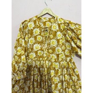 Wholesale Eco-Friendly Natural Waist Sweet Lace Cotton Golden Yellow Stripe Maxi Boho Hippie Party Dress Gown Women's Summer - Product Image 6
