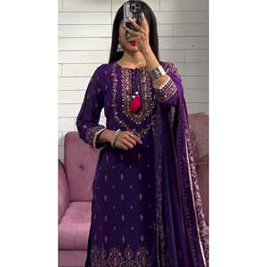 Top Elegante de Chifón para Fiesta con Dupatta y Sharara - Product Image 3