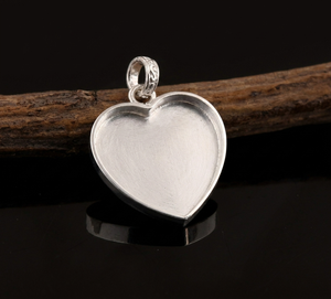 925 Sterling Silver 15mm Heart <b>Blank</b> Bezel Pendant Setting Ashes Resin Filling Eco-Friendly Gold Plated Fine Gemstone Jewelry - Product Image 1