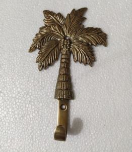 Gancho de pared de acero y latón retro, diseño de palmera de coco, colgador de ropa de Metal para baño, patrón de planta ecológico - Product Image 4