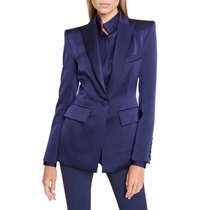 Blazer de bureau personnalisé pour femme, en velours, à un bouton, manches longues, respirant, nouveau design tissé - Product Image 4