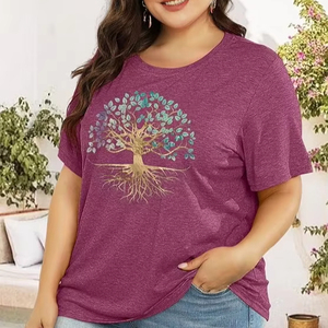 เสื้อยืดไซส์ใหญ่สำหรับผู้หญิง เสื้อยืดลายกราฟิก เสื้อลำลองฤดูร้อน เสื้อหลวมๆ น่ารัก ทันสมัย เสื้อยืดทรงปกติ คลาสสิก - Product Image 1