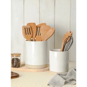 Ensemble de porte-ustensiles en céramique de qualité supérieure, design double taille, finition mate, base épaisse, résistant à la chaleur, organisateur de rangement pour comptoir de cuisine - Product Image 3