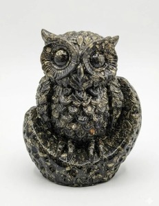 Pierre de pyrite originale, cristal d'orgonite hibou lunaire pour la chance et la prospérité, décoration intérieure, ornement de manifestation - Product Image 1