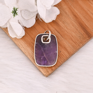 Pendentif en argent sterling 925 avec améthyste naturelle, bijoux en argent antique, fournisseur direct pour mariages, pendentifs et breloques raffinés - Product Image 5