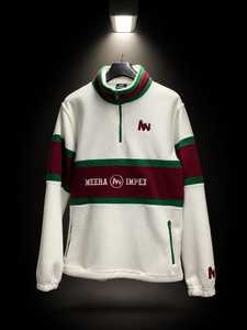 New Meera Impex Men's Fleece Quarter Zip Hoodies Striped Stand Collar Regular Fit Men Long Sleeve Embroidered Logo Hoodies - Product Image 1