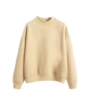 เสื้อสเวตเชิ้ตคอเต่าทรงโอเวอร์ไซส์สำหรับผู้หญิง แต่งขอบคอ ขอบแขน และชายเสื้อแบบริบตัดสี ผ้าฟลีซหนานุ่ม - Product Image 2