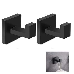 Square Shaped Black <b>Long</b> Hook Strong Heavy Duty Stainless Steel Waterproof Towel Hooks Stick for Bathroom Bathroom Towel Hang - Product Image 1
