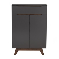 Meuble de rangement multifonctionnel contemporain et classique avec finition noyer et couleur noire, fabriqué en Malaisie, pour salon