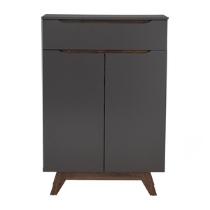 Contemporary <b>Walnut</b> & Black colour MANDO Multi Function <b>Cabinet</b> Made in Malaysia Industrial Storage Unit for Office - Product Image 4