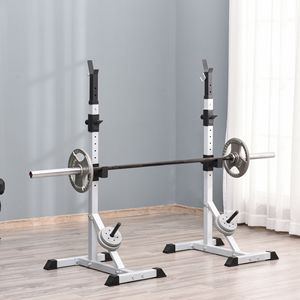 Supporto per bilanciere regolabile in altezza in acciaio a 2 pezzi, per squat e panca piana, attrezzatura per sollevamento pesi domestico con funzione di stoccaggio - Product Image 2