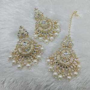 ต่างหูห้อยระย้าลูกปัดและไข่มุกชุบทอง Jewelry-10574434MR - Product Image 1
