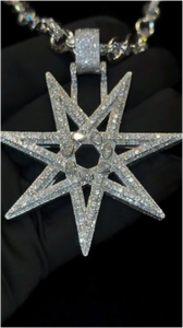 CONCEPTION - Colgante de Estrella de Diamante Moissanite de Lujo en Plata 925 y Oro Blanco de 10K, Diseño Hip Hop, Estilo Moderno para Fiestas - Product Image 2