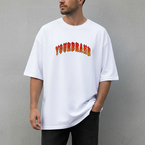 Camiseta de hombre de algodón 100% de alto gramaje, color blanco sólido, ecológica, de corte holgado y estilo hip hop, con logotipo personalizado serigrafiado OEM. - Product Image 2