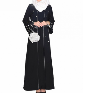 Solid Black Long Sleeve <b>Islamic</b> Clothing for Women <b>Printed</b> Muslim Hijab Abaya Custom Logo Plus Size Casual Dress Abayas Burqa - Product Image 4