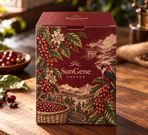 Boîte à café personnalisée Crimson Coffee Harvest avec fond auto-verrouillant et impression sur carton - Product Image 6